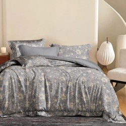 Beauty Home Σετ σεντόνια υπέρδιπλα με λάστιχο Memories Art 12679 165x200+30 Γκρι