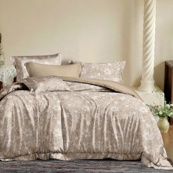 Beauty Home Σετ σεντόνια υπέρδιπλα με λάστιχο Memories Art 12680 165x200+30 Μόκα