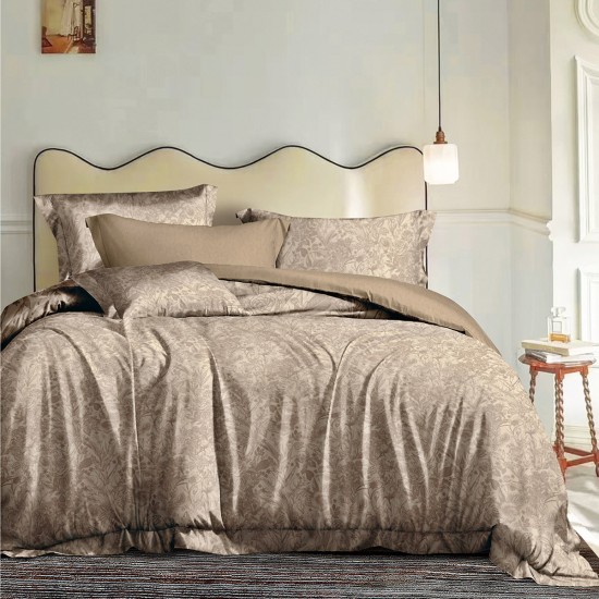 Beauty Home Σετ σεντόνια υπέρδιπλα με λάστιχο Memories Art 12690 165x200+30 Μόκα