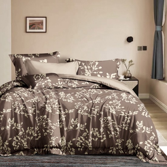 Beauty Home Σετ κουβερλί υπέρδιπλο Memories Art 12693 220x240 Καφέ
