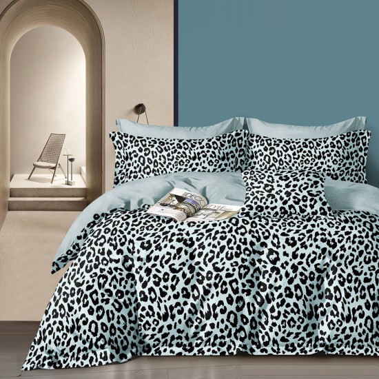 Beauty Home Σετ σεντόνια υπέρδιπλα με λάστιχο Memories Art 12699 165x200+30 Γκρι,Σιέλ