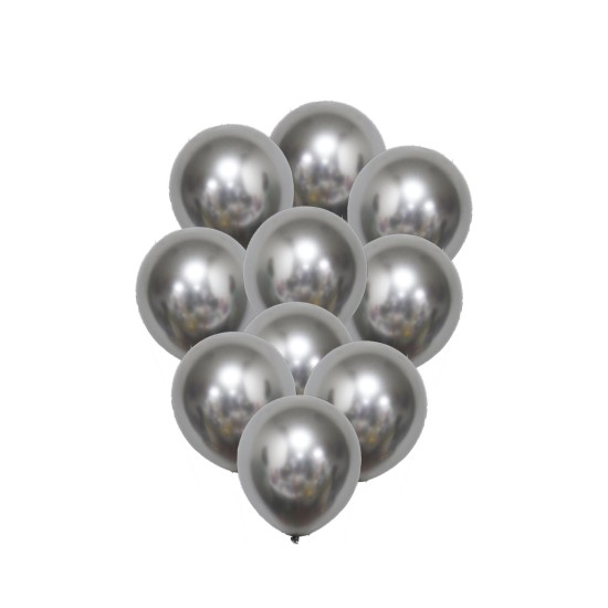Beauty Home 10 Μπαλόνια Μεταλλικό Ασημί Ø30cm