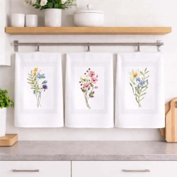 Ποτηρόπανα Κουζίνας Flowers Σετ 3τμχ