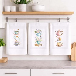 Ποτηρόπανα Κουζίνας Tea & Read Σετ 3τμχ