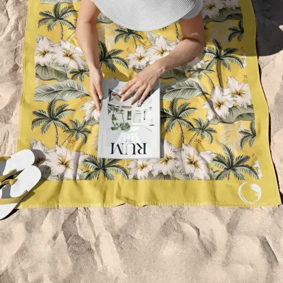 Πετσέτα Θαλάσσης Microfiber Quick Dry Hibiscus - Μπλε - Διάσταση: 90 x 180 cm