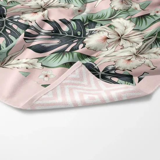 Πετσέτα Θαλάσσης Microfiber Quick Dry Monstera - Ροζ - Διάσταση: 90 x 180 cm