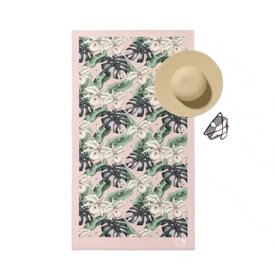 Πετσέτα Θαλάσσης Microfiber Quick Dry Monstera - Ροζ - Διάσταση: 90 x 180 cm
