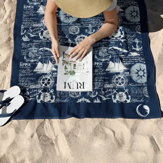 Πετσέτα Θαλάσσης Microfiber Quick Dry Nautical - Μπλε - Διάσταση: 90 x 180 cm