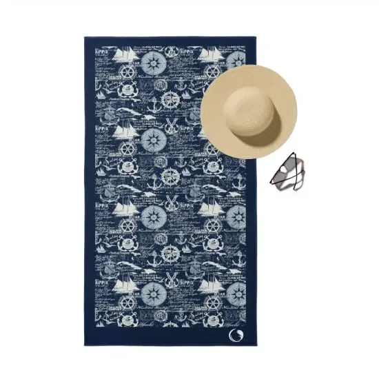 Πετσέτα Θαλάσσης Microfiber Quick Dry Nautical - Μπλε - Διάσταση: 90 x 180 cm