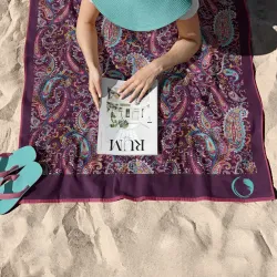 Πετσέτα Θαλάσσης Microfiber Quick Dry Paisley - Μωβ - Διάσταση: 90 x 180 cm