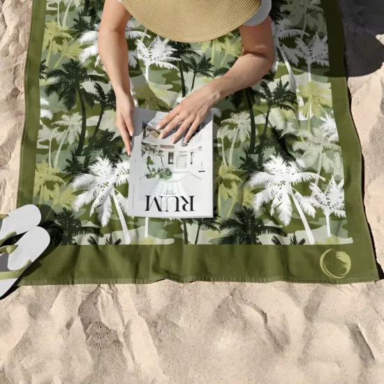 Πετσέτα Θαλάσσης Microfiber Quick Dry Palm Tree - Λαδί - Διάσταση: 90 x 180 cm