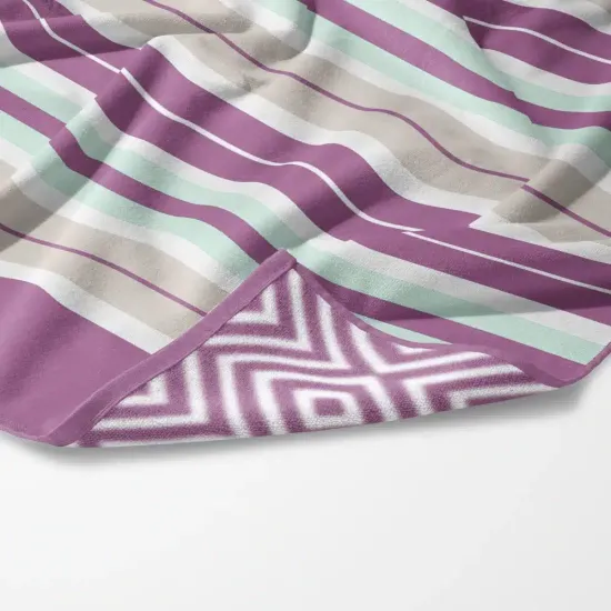 Πετσέτα Θαλάσσης Microfiber Quick Dry Stripes - Μωβ - Διάσταση: 90 x 180 cm